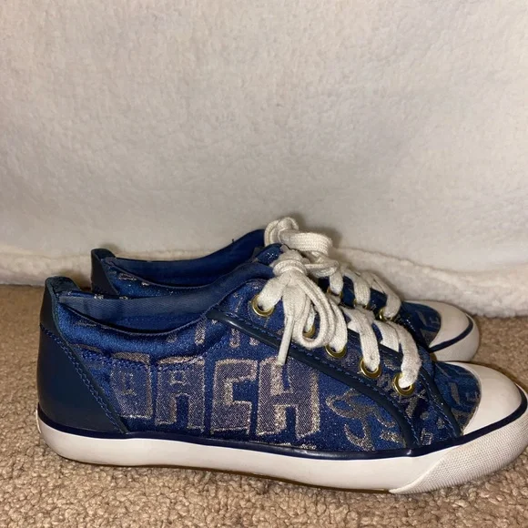 Coach Shoes Navy And Gold Coach Barrett Sneaker Poshmark